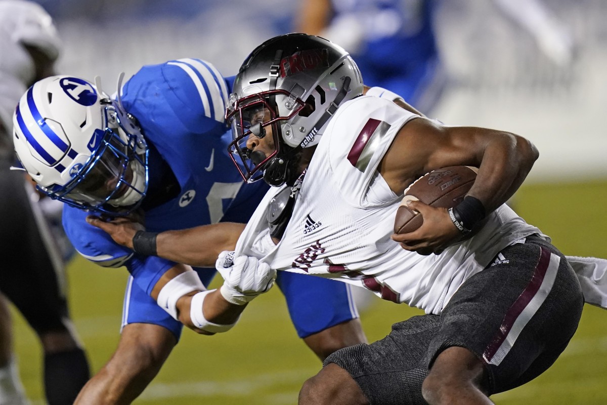 Senior captain Troy Warner makes a big stop for the BYU defense in Saturday's matchup against Troy